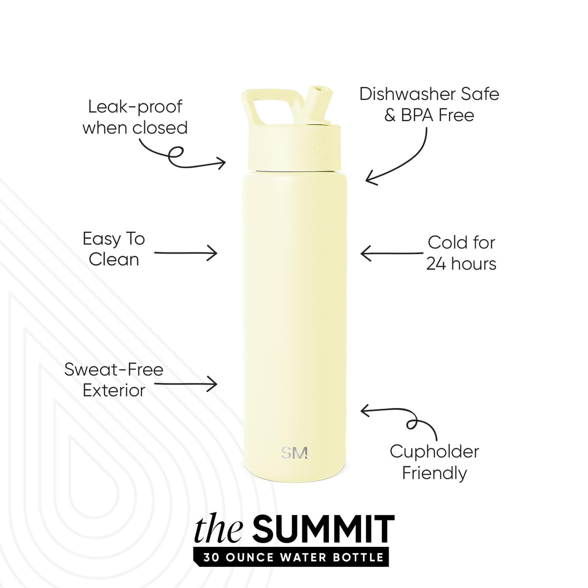 Insulated Water Bottle with Straw (30oz / Buttercup (Pack of 1))