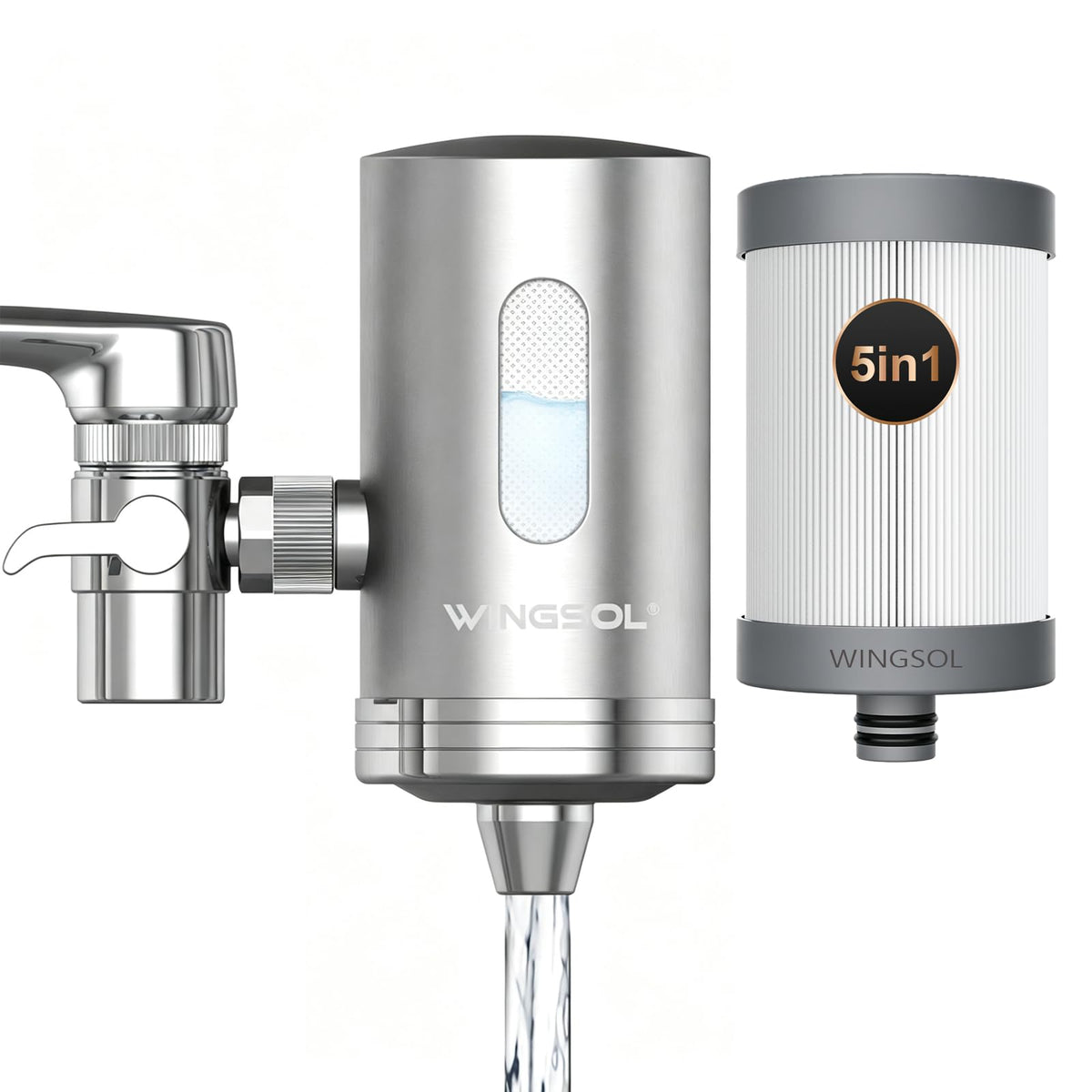 Visible Window Faucet Water Filter Stainless Steel