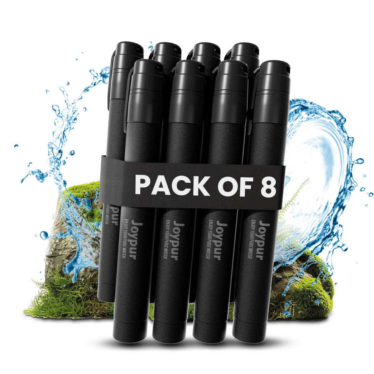 Portable Water Filter Straw for Backpacking (8PACK / Black)