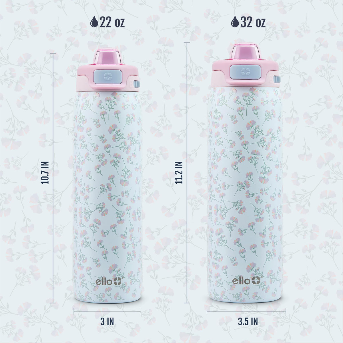 Pop & Fill 22oz Stainless Water Bottle (22oz / Serene Blooms)