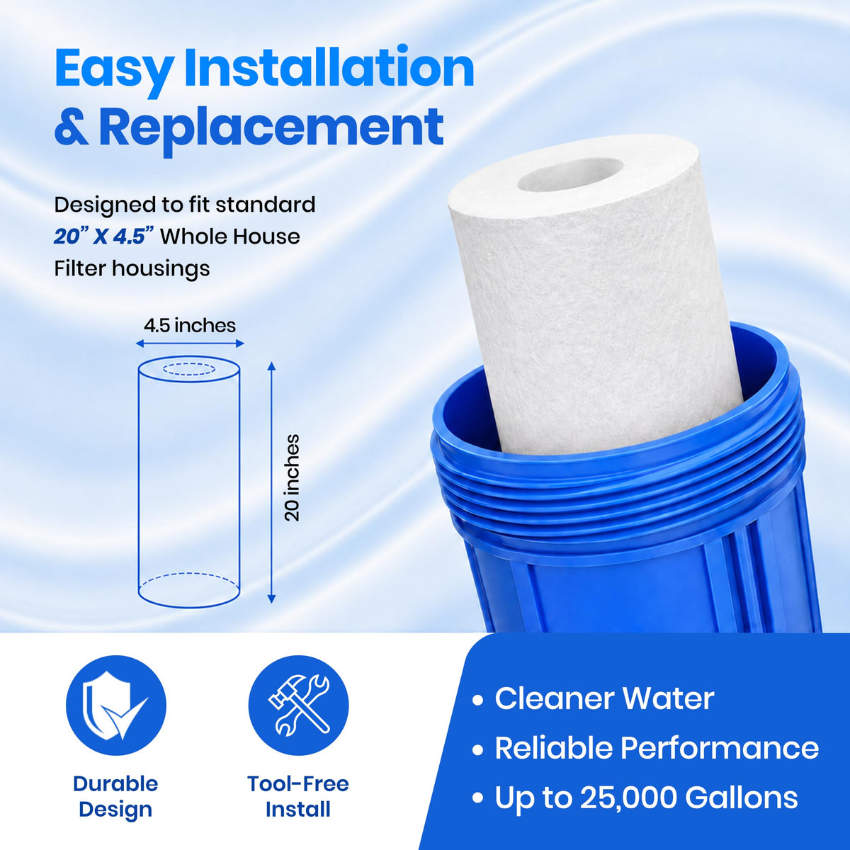10 Micron Sediment Filter 20x4.5 Whole House Cartridge (6 Count)