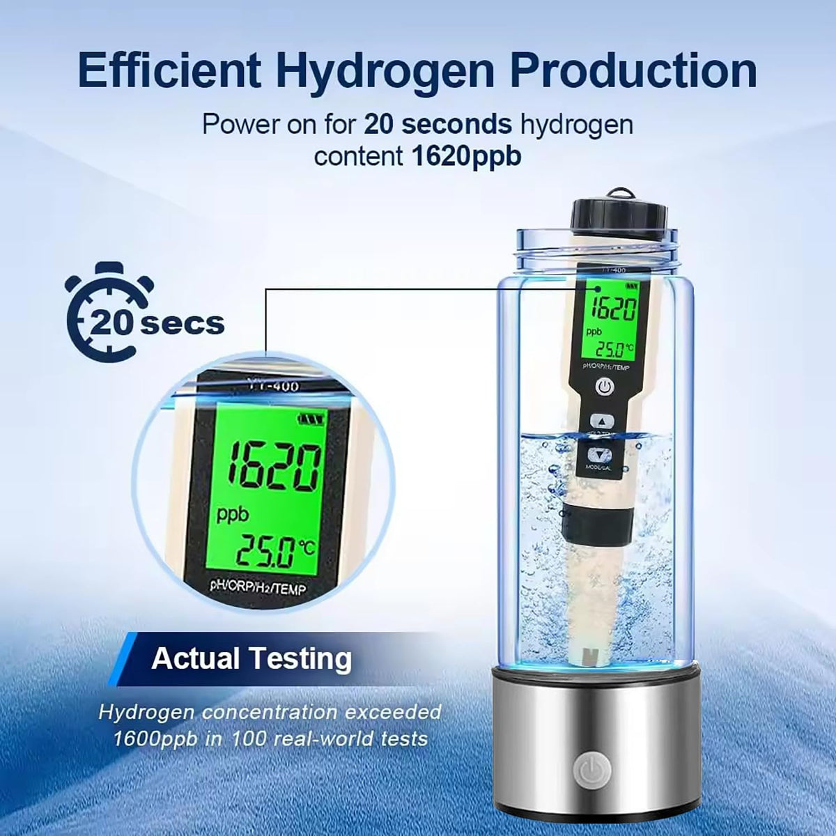 Hydrogen Water Bottle Generator 2pack (Silver-Hydrogen Water Bottle 2PC / Silver)