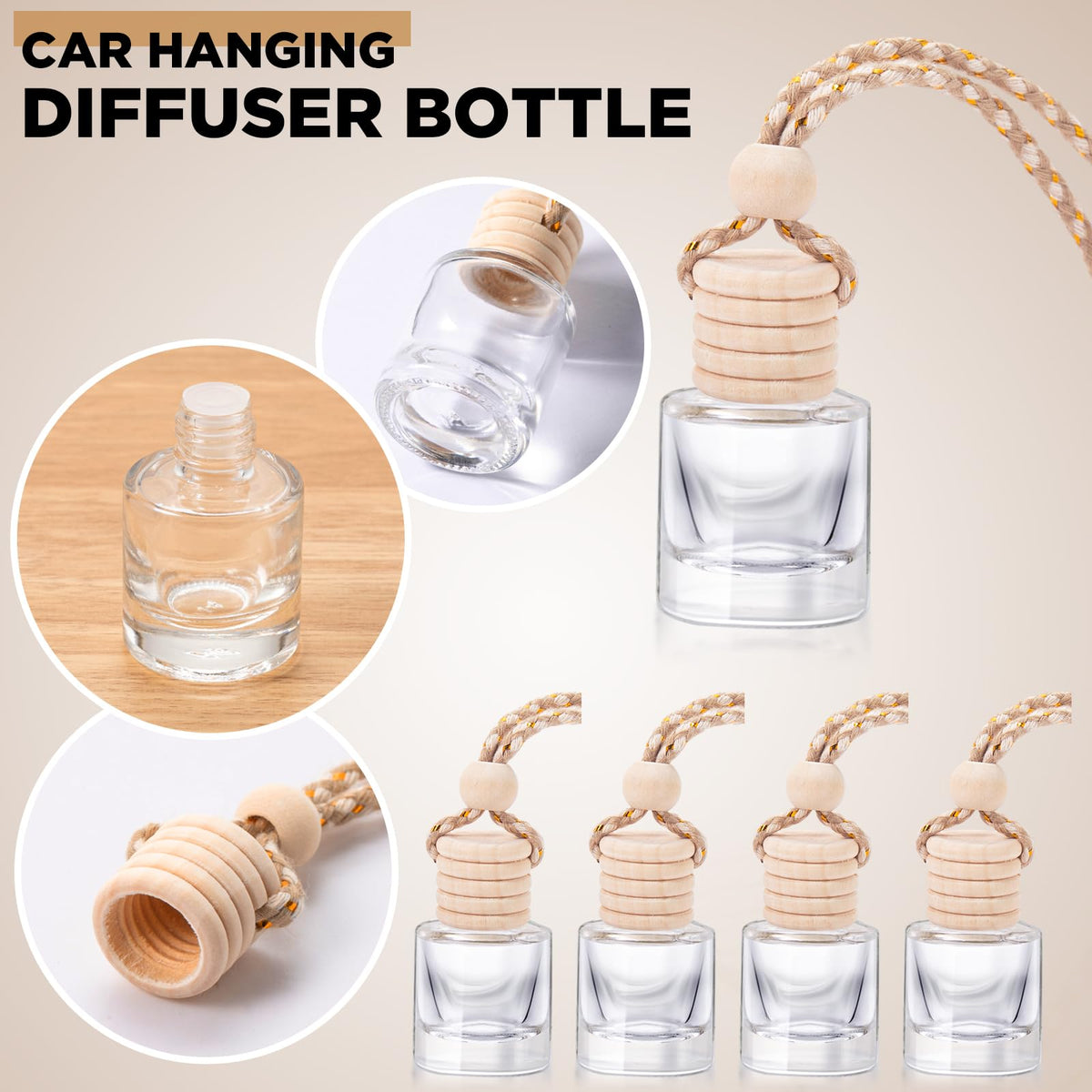150 Pieces Hanging Car Diffuser Air Freshener Bottle Set (Clear)