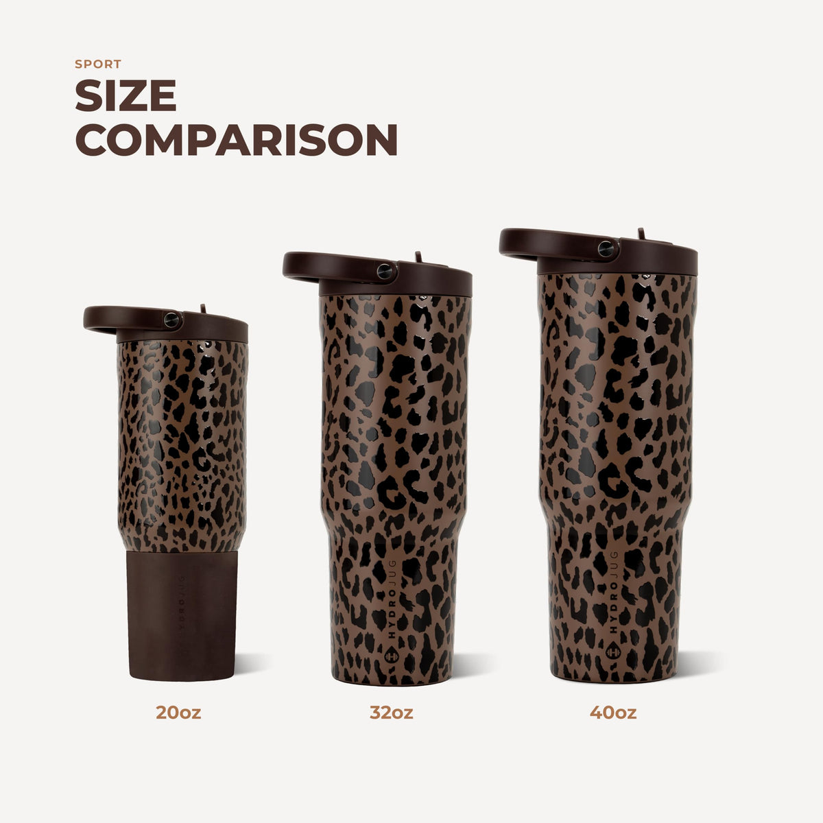 Sport 32 oz Insulated Stainless Steel Water Bottle (Brown Leopard / 32 Ounces)