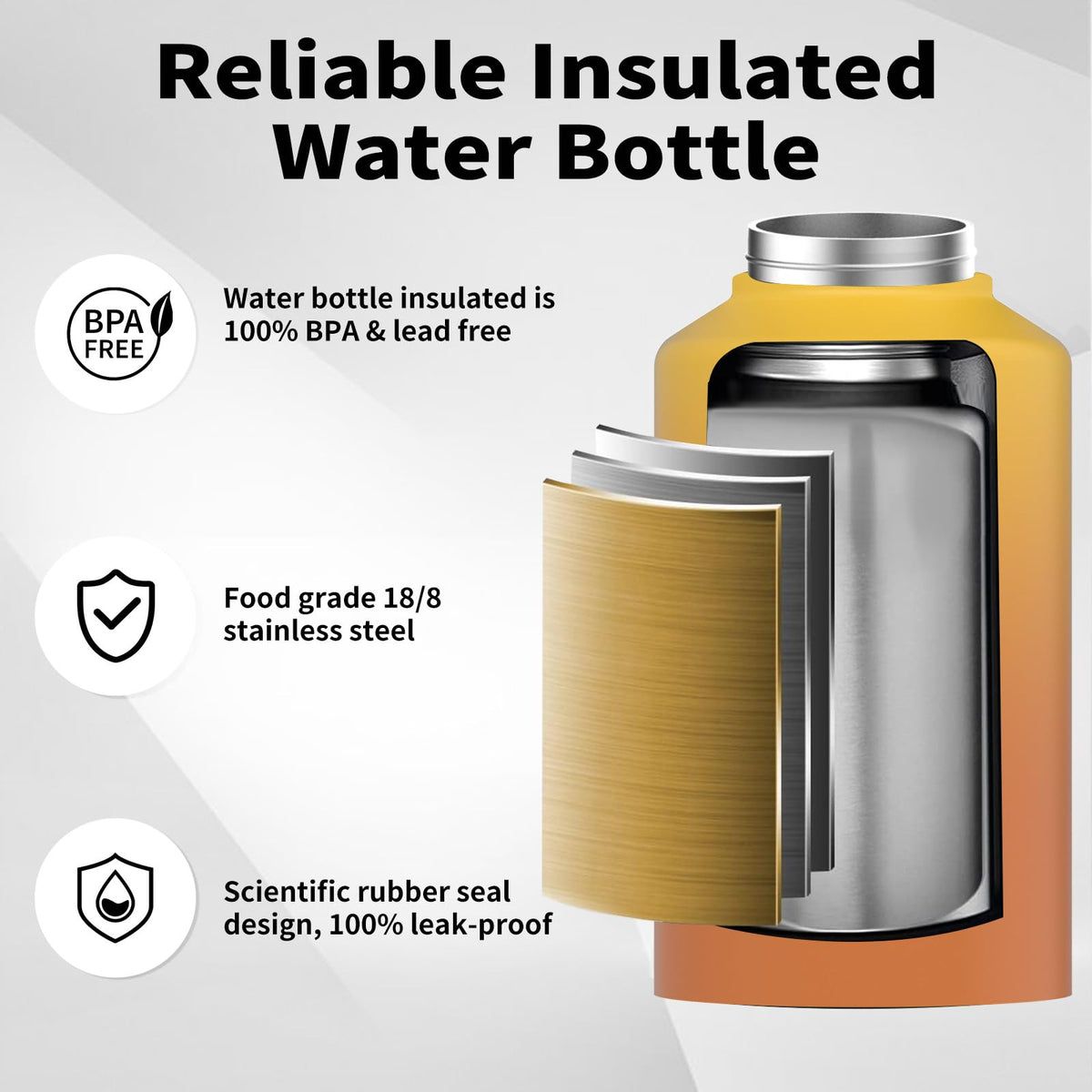 2 3 Gallon Water Bottle Insulated (Yellow / 87 Ounces)