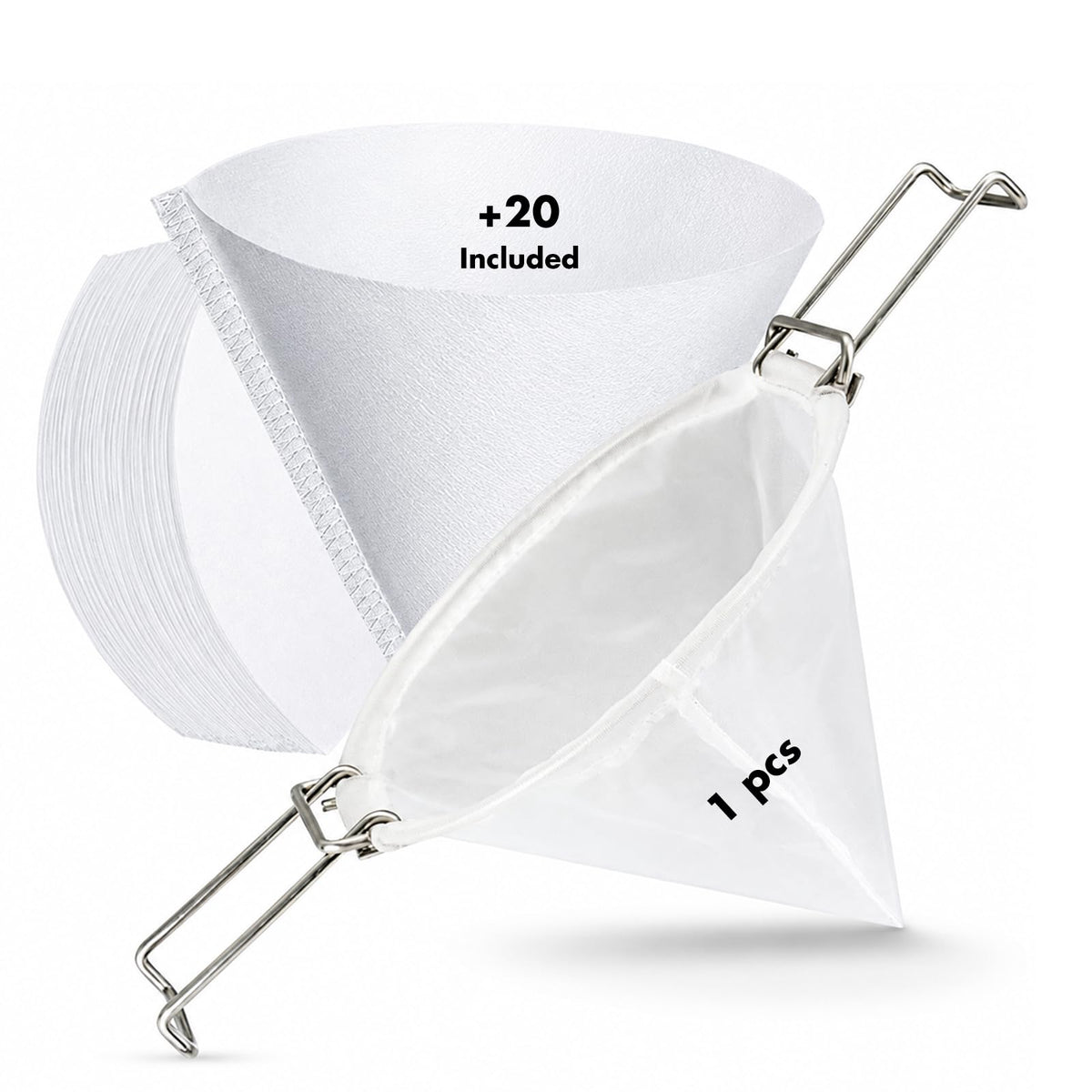 10” Reusable Cone Filter Bag Set for Frying Oil (10"- 20PCS)