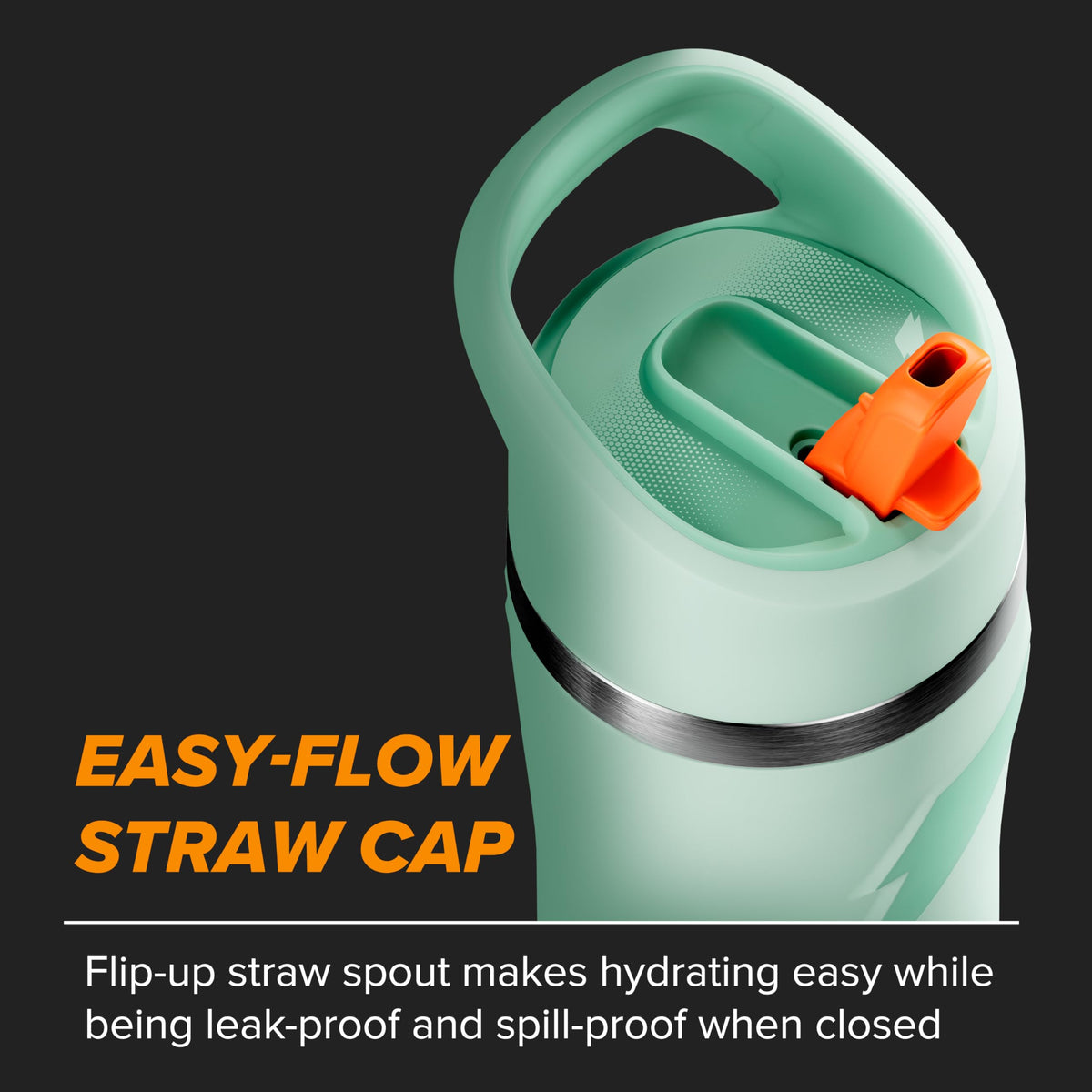 Overtime' 22oz Stainless Steel Water Bottle (Straw Cap / 22 Ounces / Sage)