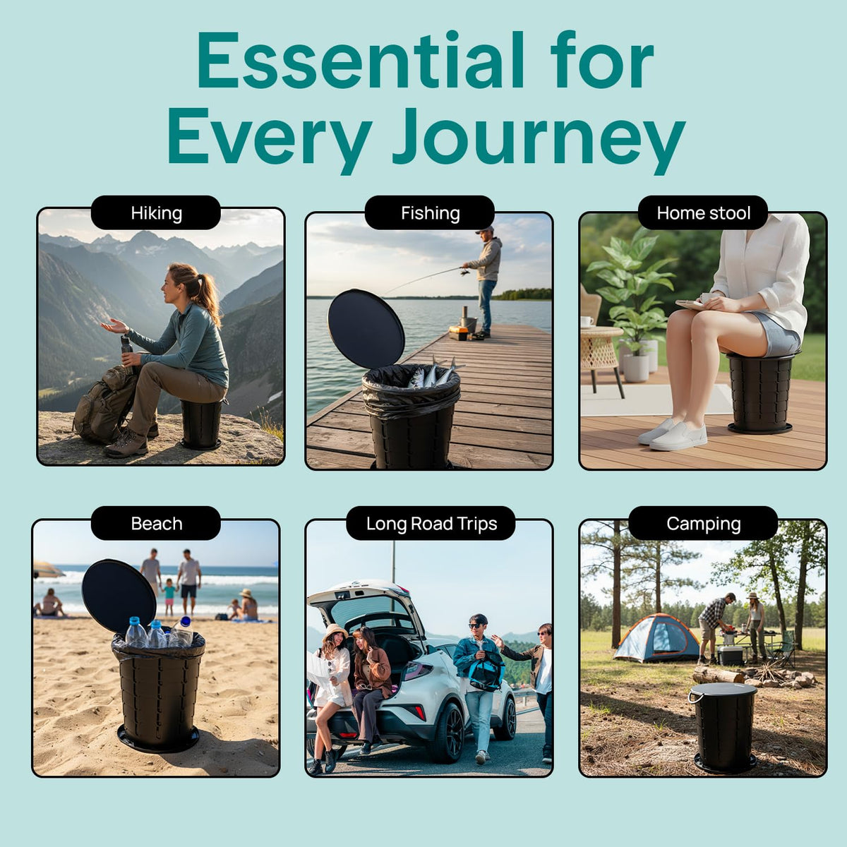 Portable Camping Toilet (Standard / Black)
