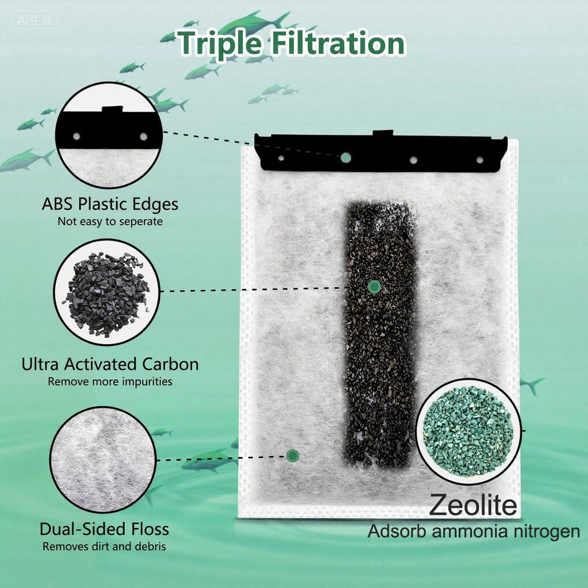 Aquarium 48 Pack Medium Filter Cartridges with Zeolite (48 Pack)