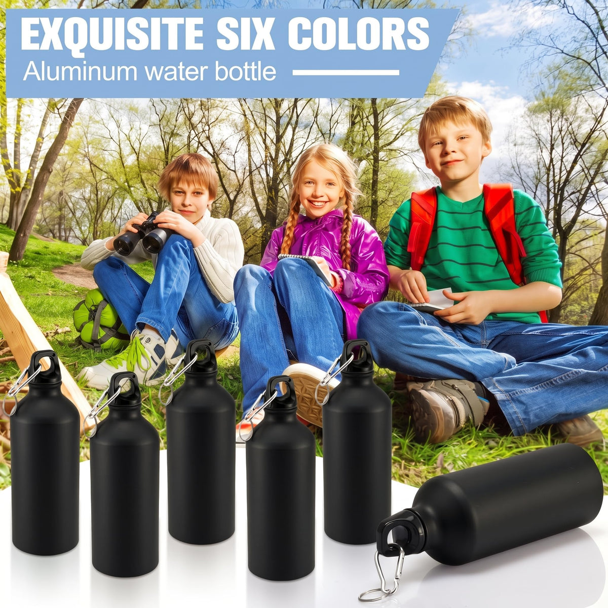 30 Pcs Aluminum Water Bottles Bulk Reusable Bottles (Black)