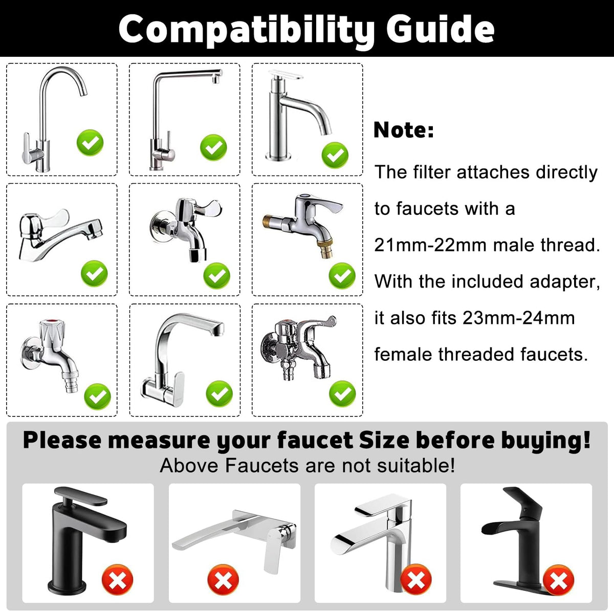 3 Pack Sink Water Filter Faucet (A-3 Filter & 15 Cartridges)