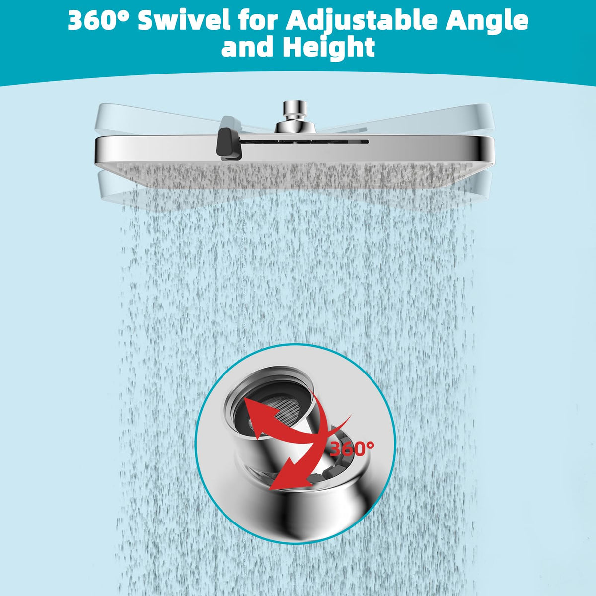5 Spray Modes Shower Head (Square 13'' / Silver)