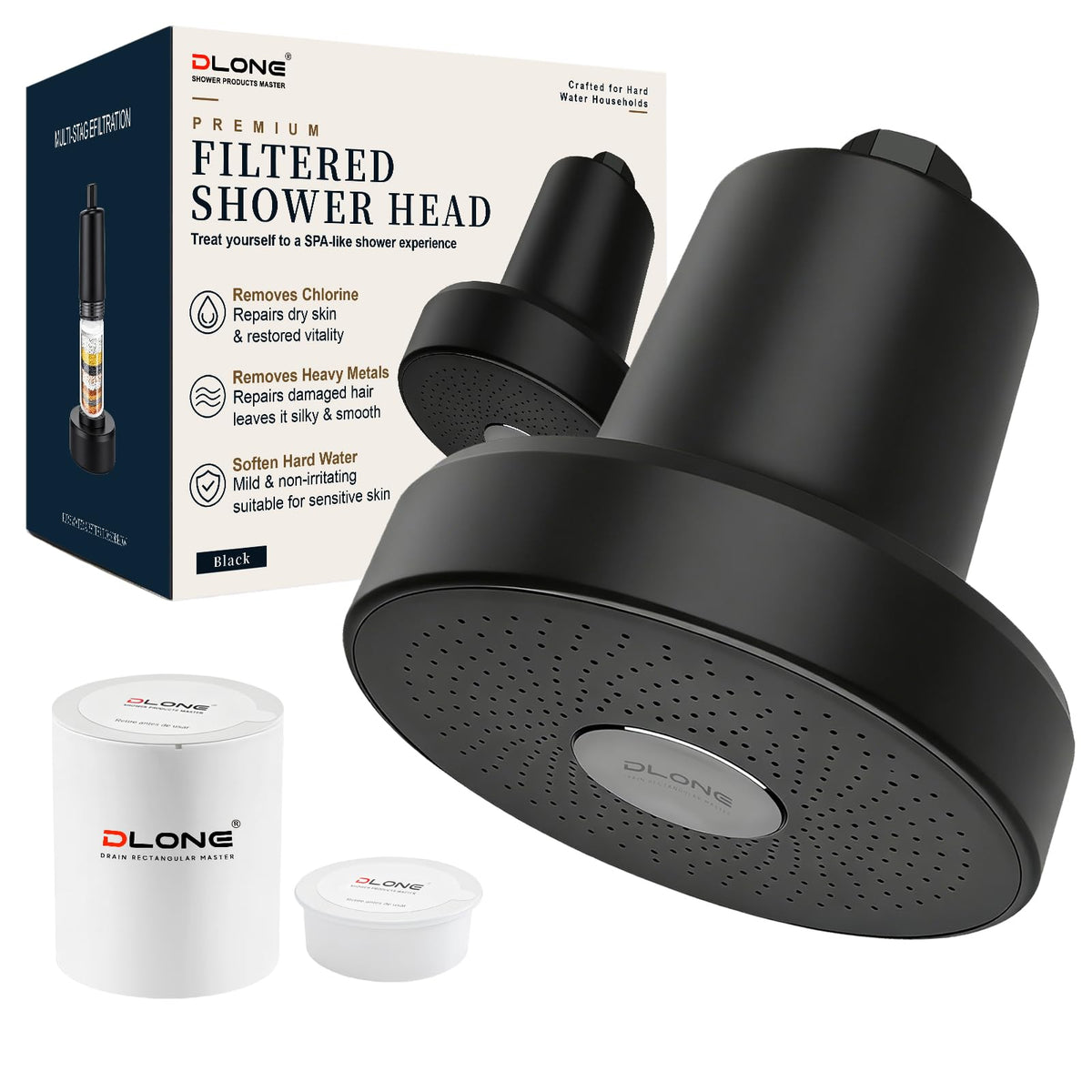 Filtered Shower Head with Filters (Matte Black)