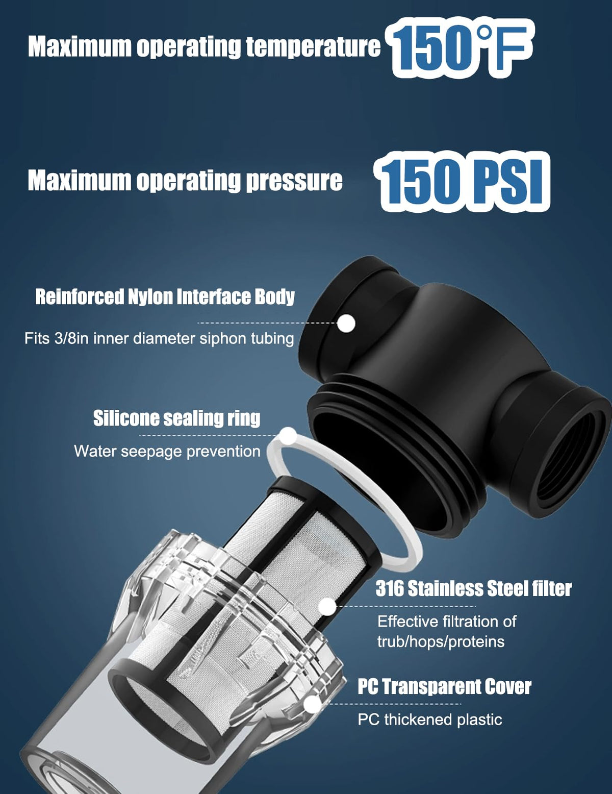 Inline Beer Filter (80 Mesh 180Micron)