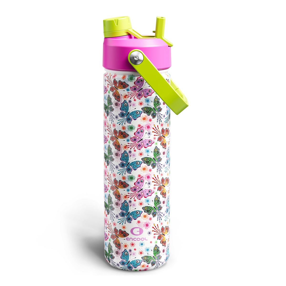 Insulated Water Bottle with Straw Stainless Steel Water Bottle (26 Ounces / Aesthetic Butterfly)