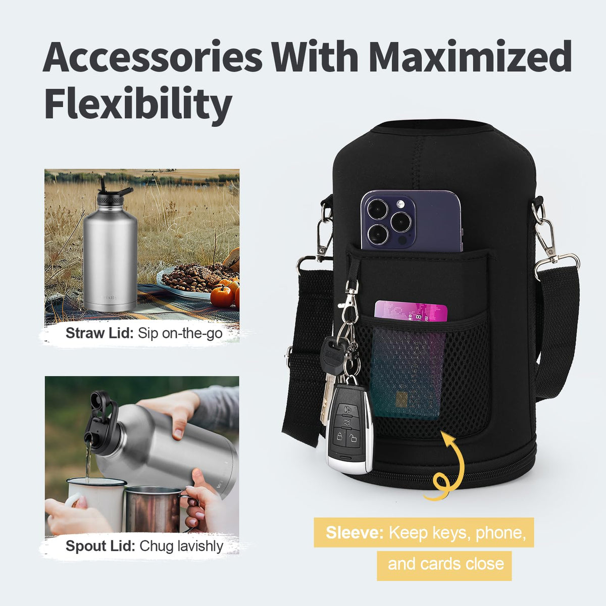 One Gallon Insulated Water Bottle (Silver / 128 Ounces)