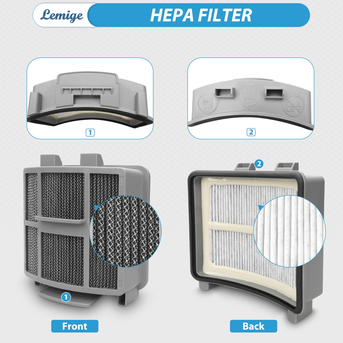 Vacuum Filter Replacement for Bissell Pet Hair Eraser 39883 3774F (3418-3+6)