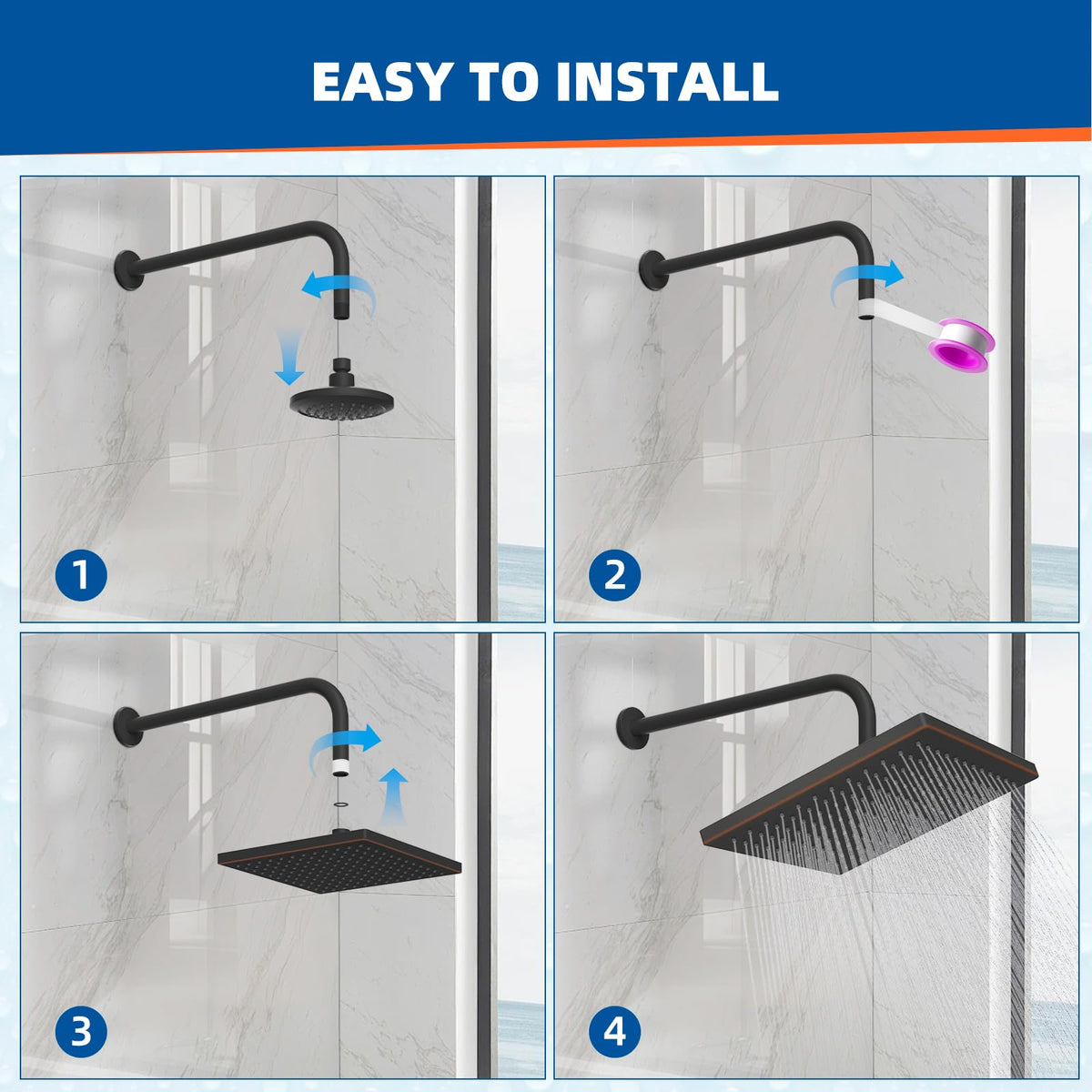 cUPC Certified High Pressure 12'' Shower Head (Square 12'' / Oil Rubbed Bronze)