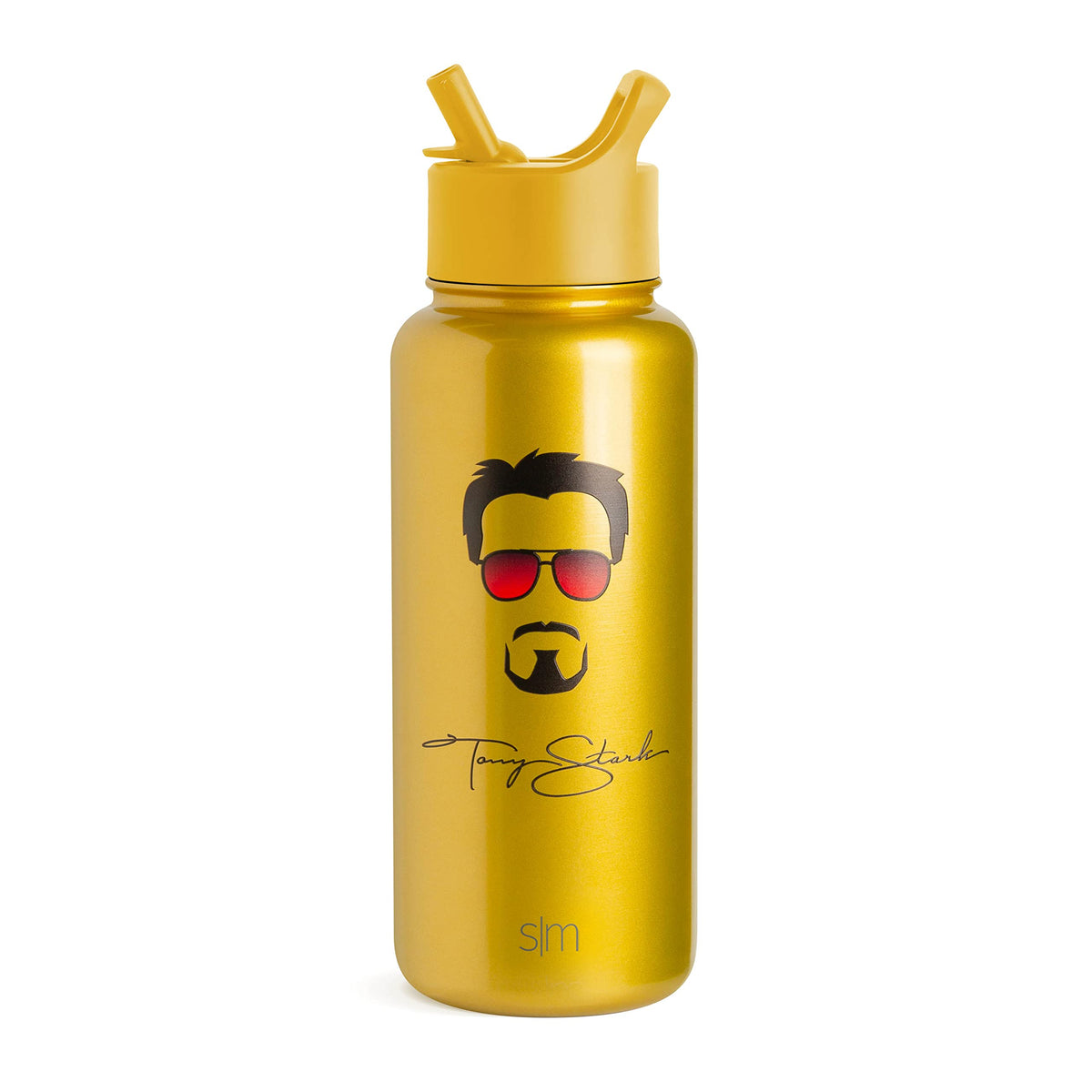 Marvel Avengers Water Bottle with Straw (32oz Water Bottle / Marvel: Iron Man Tony Stark)