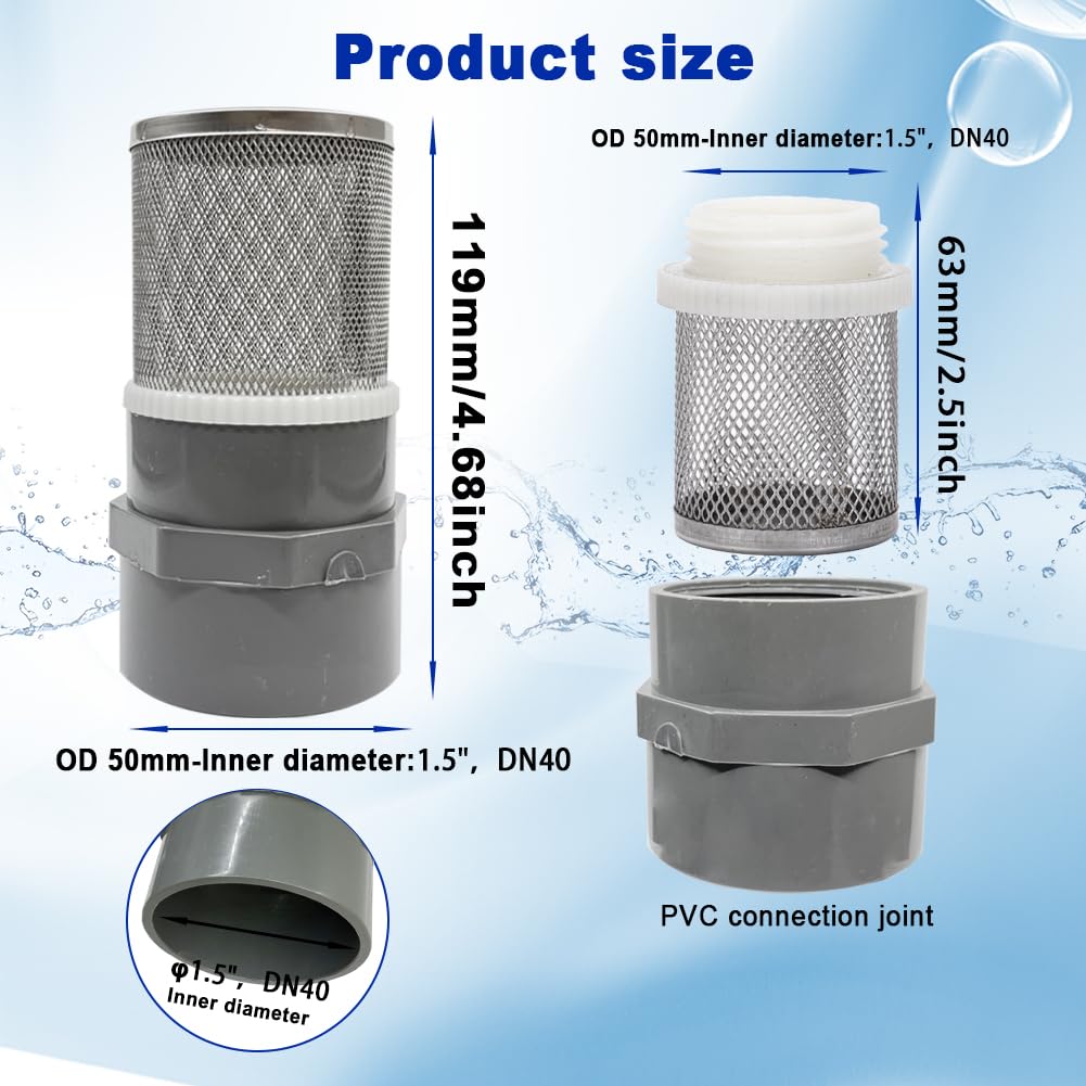 1.5" Stainless Steel Filter Cover Connected to 1.5 inch (1.5"DN40)