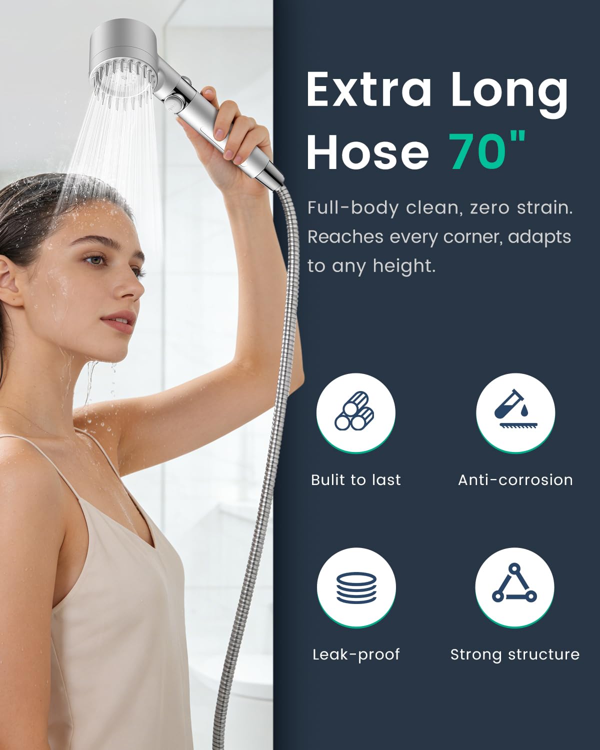 Filtered Shower Head with Handheld 4PCS Filters ShowerHead (White)