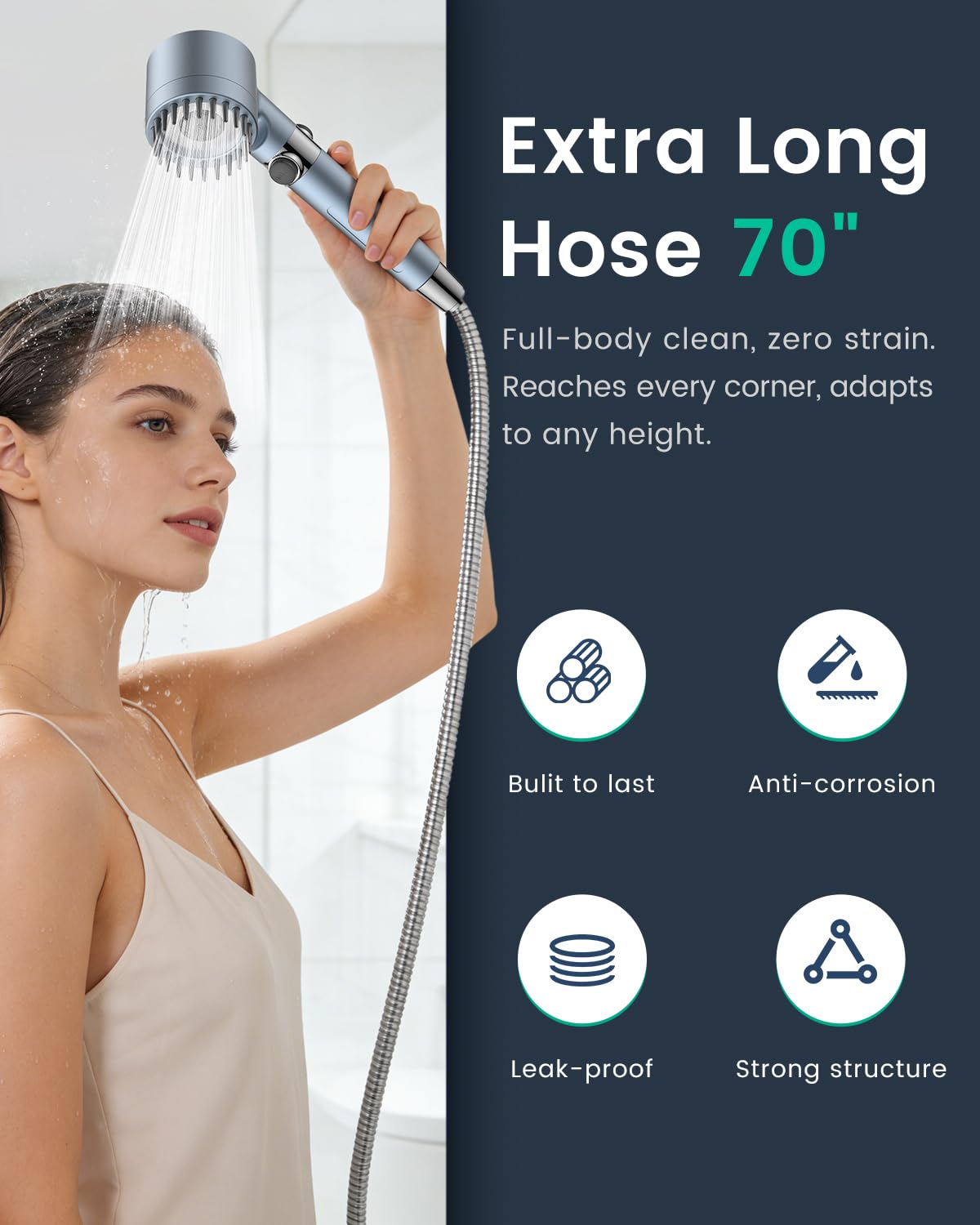 Filtered Shower Head with Handheld 4PCS Filters ShowerHead (Light blue)