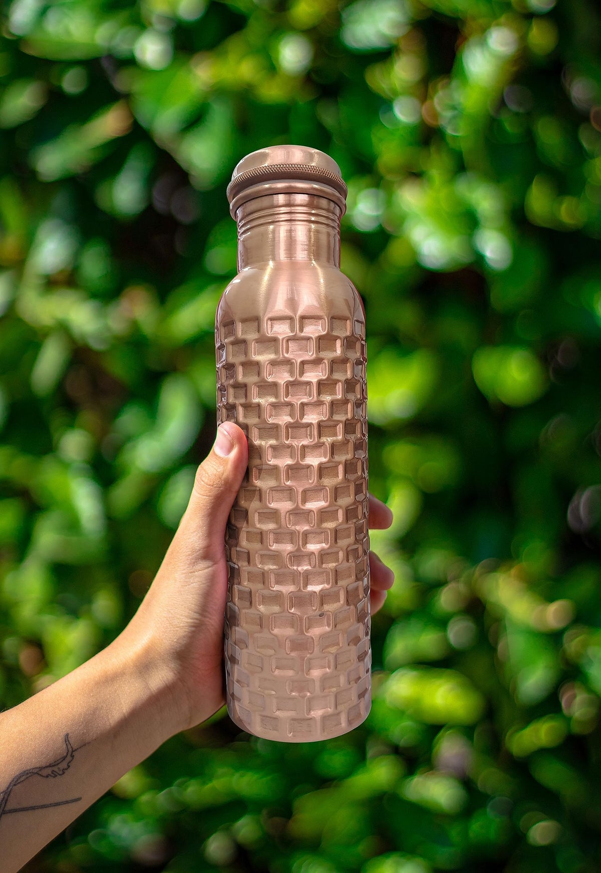 Handcrafted Pure Copper Drinking Water Bottle (950 ml / Design 13)