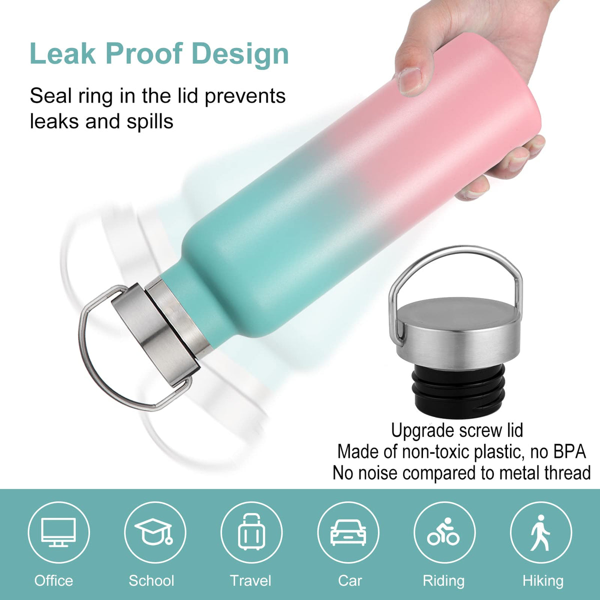 20 Ounce Insulated Stainless Steel Water Bottle (Bubble Gum)
