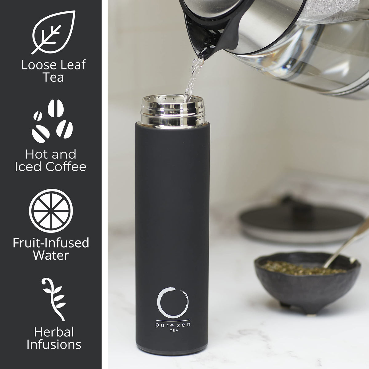 Insulated Tea Infuser Bottle (Black)