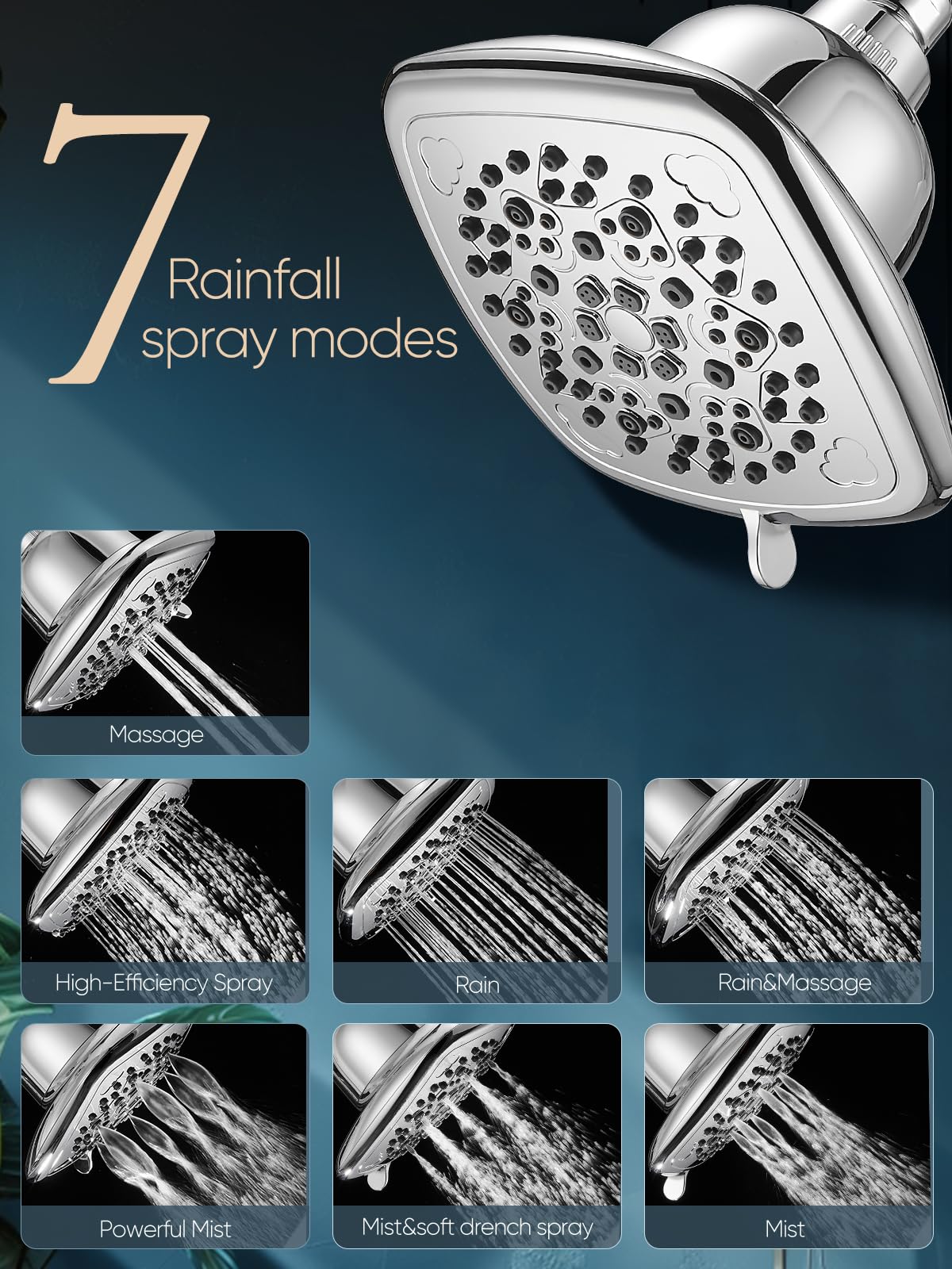 Filtered Shower Head (Square / B - Chrome)