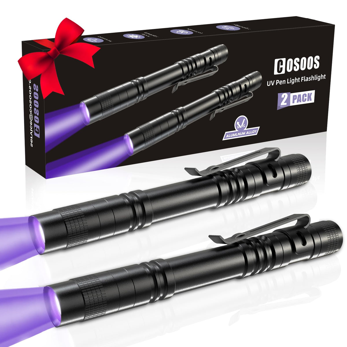 2 UV Black Light Flashlight (Black / 2 Pack)
