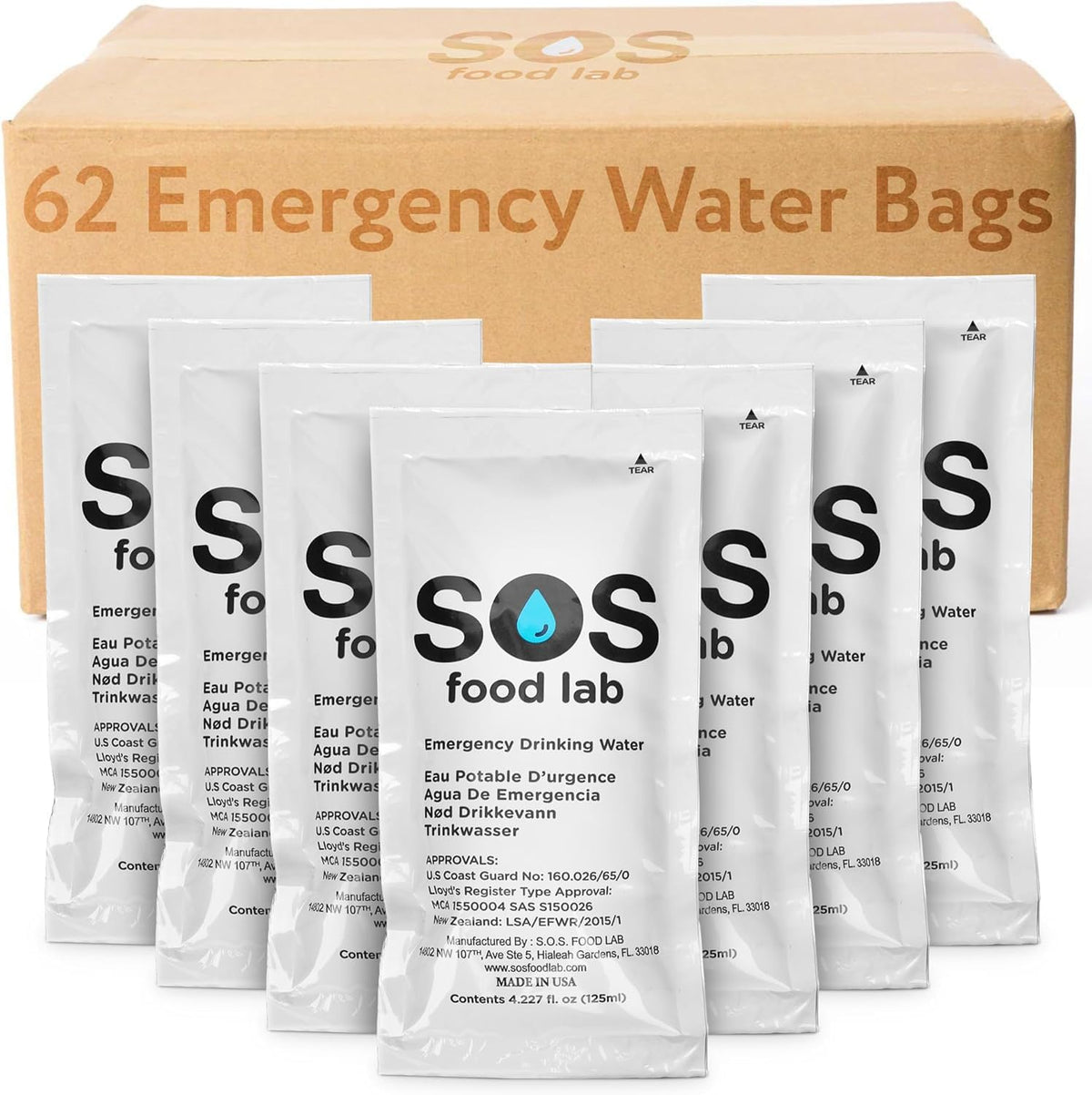 Food Lab Emergency Water Pouches (4.2 Fl Oz)