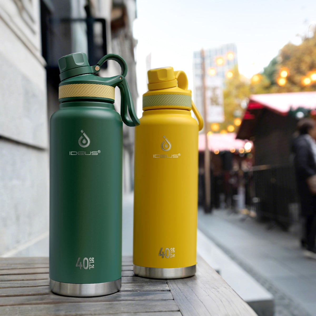 40 oz Insulated Water Bottle with 2 Leak (Green / 40 Ounces)