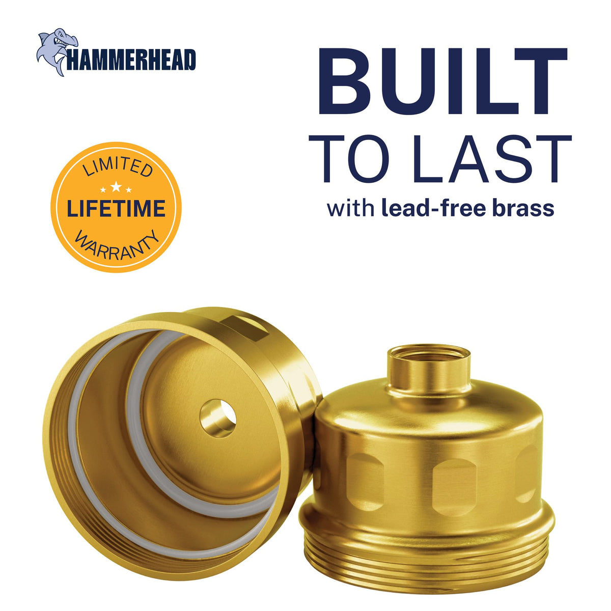 Hammerhead Metal Shower Head Filter (Brushed Gold)