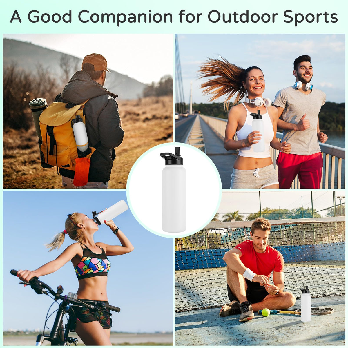 40 oz Insulated Water Bottle (White / 40 Ounces)