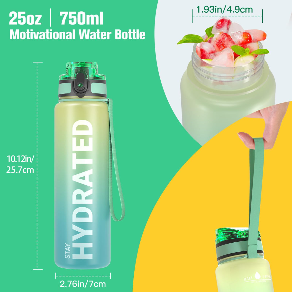 Water Bottle 25oz (Green Mint / 739 ml)