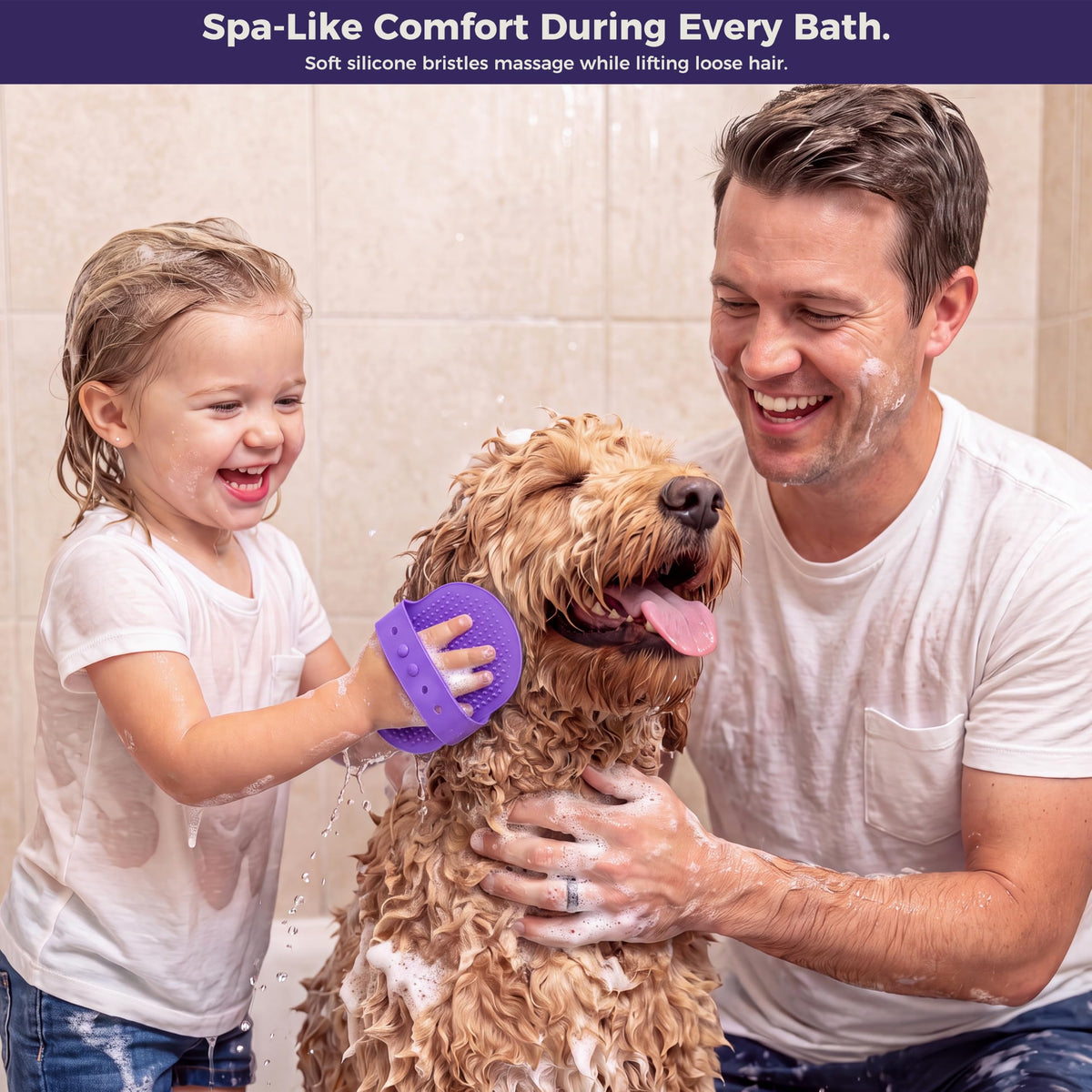 5PCS Dog Grooming Kit with Long Pin Slicker Brush for Dogs (Violet / Large)