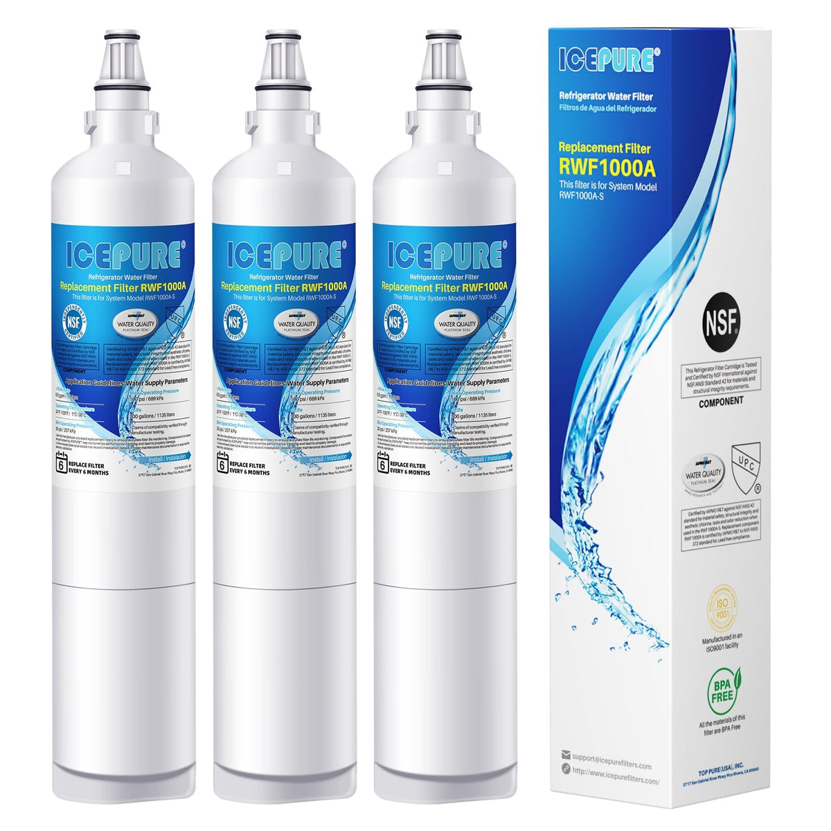 5231JA2006A Water Filter Replacement for LG LT600P (Chlorine, Odor Removal)