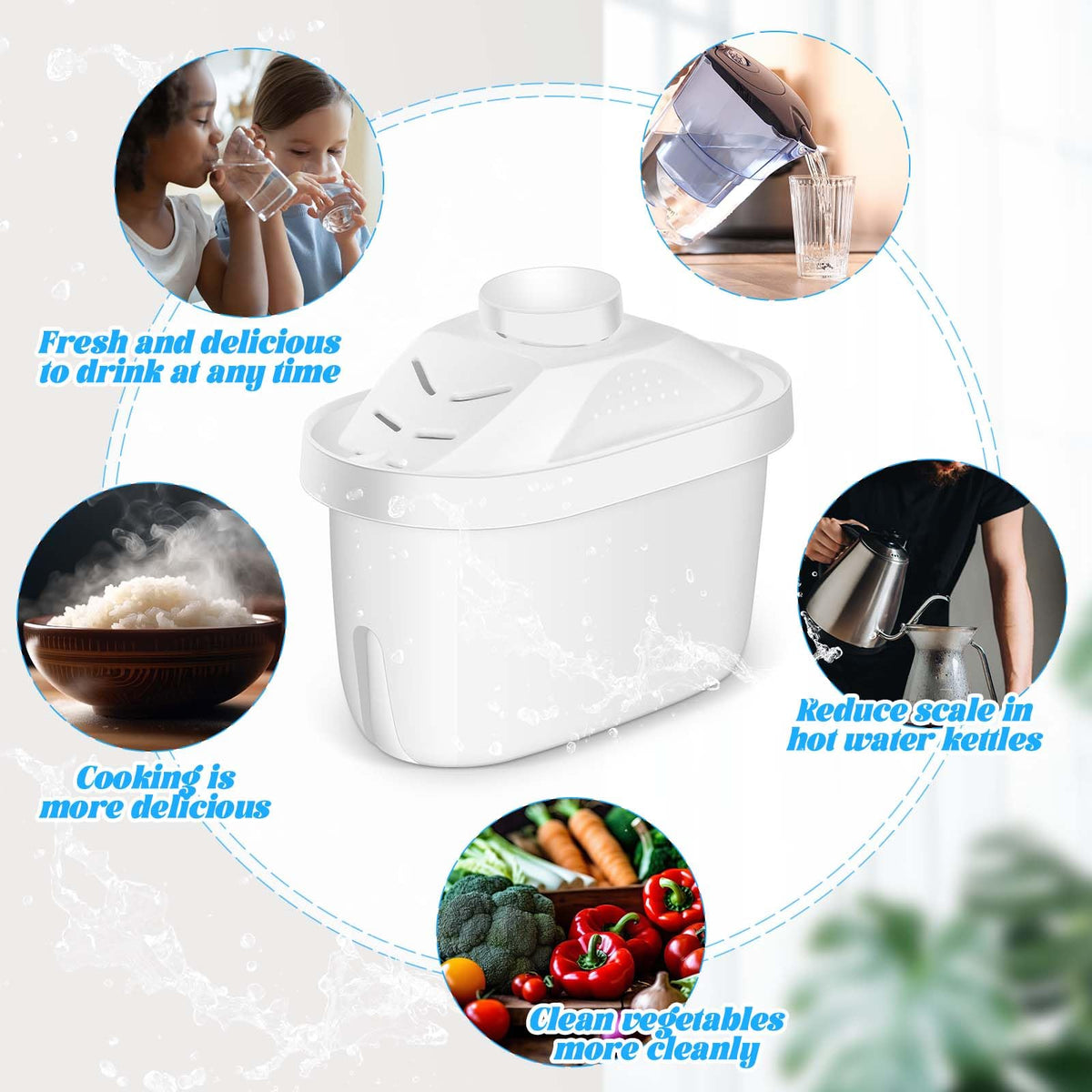 Alkaline Water Filter Cartridges Replacement for Pitcher