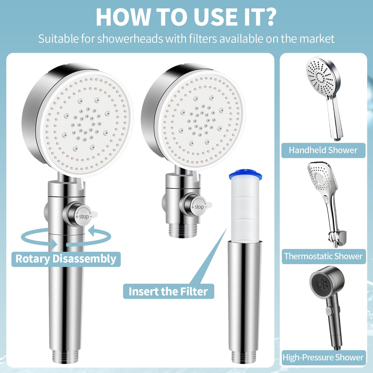 20 Pack Shower Filter Shower Head Filter PP Cotton Filter Handheld (2.95 inches)