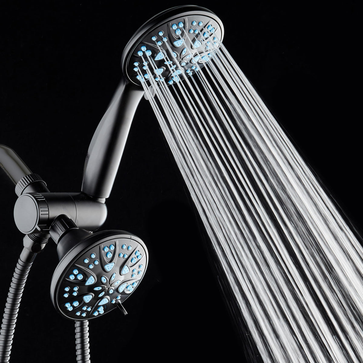 Antimicrobial (2.5 Gallons Per Minute / Matte Black / Aqua Blue Jets)