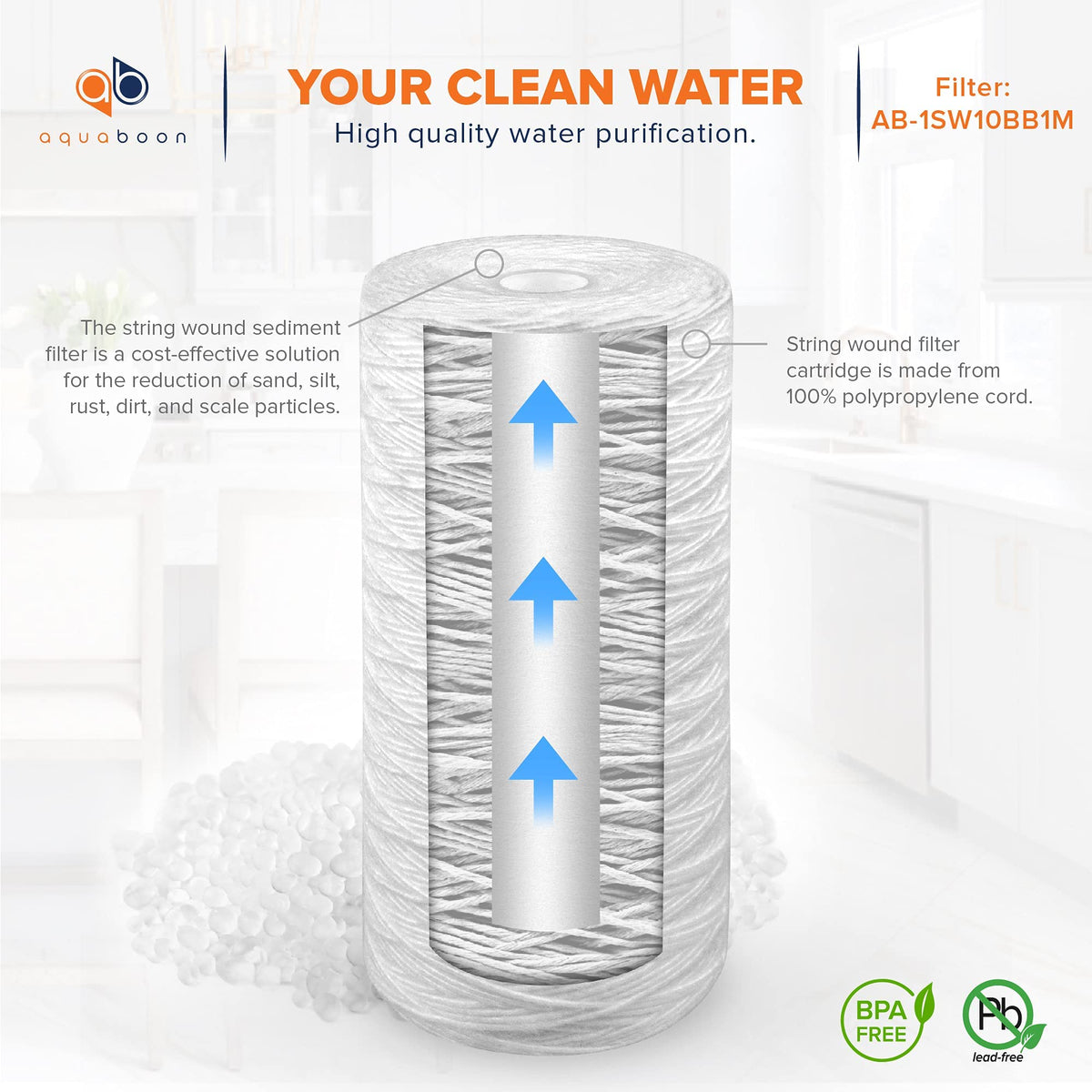 1 Micron 10 x 4.5 String Wound Water Filter Cartridge 2 (1 Micron)