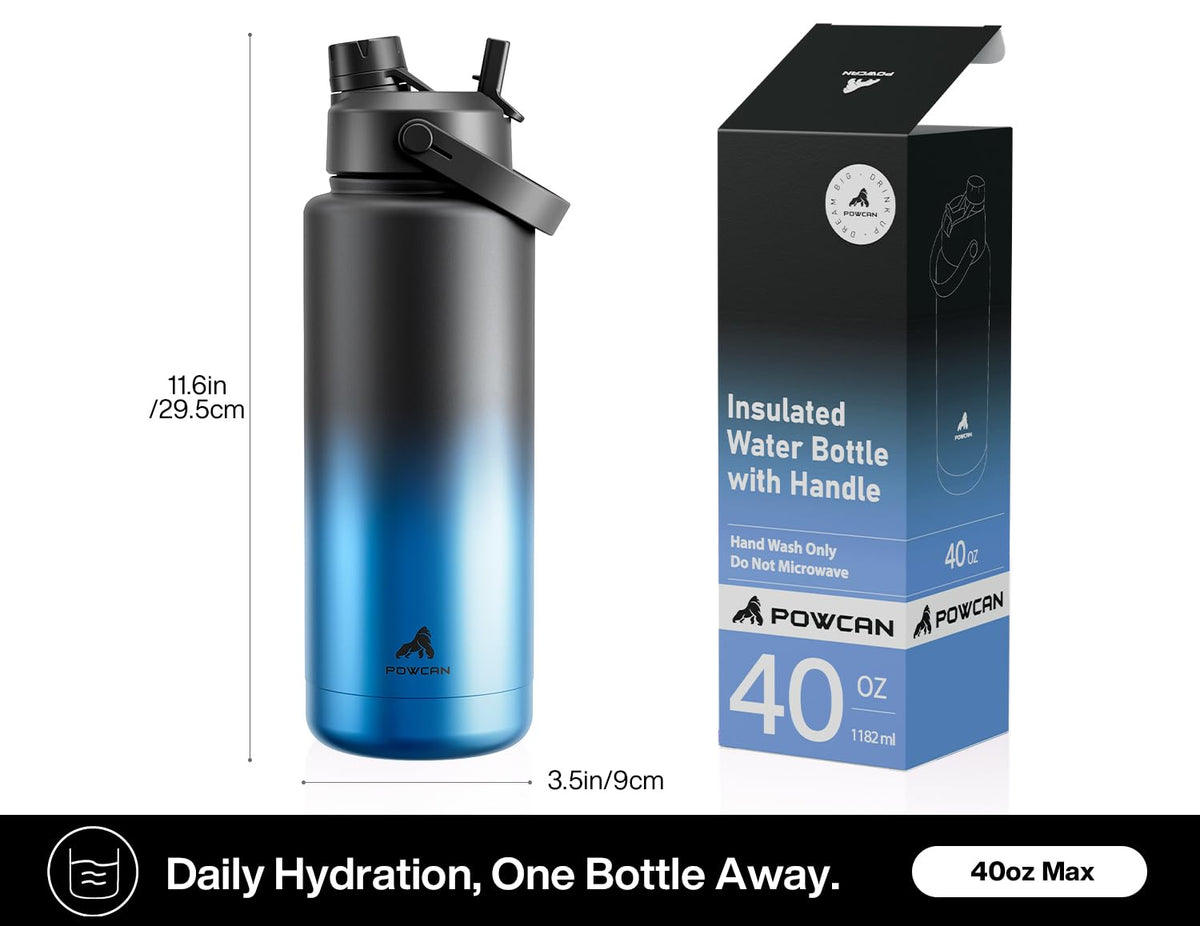 40 oz Insulated Water Bottle with 2 (Mariner / 40 Ounces)