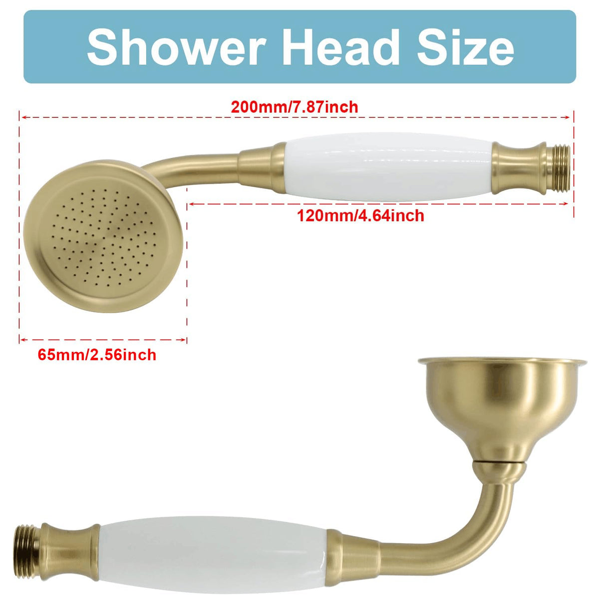 Vintage Handheld Shower Head with 59" Flexible Hose (Brushed Gold)