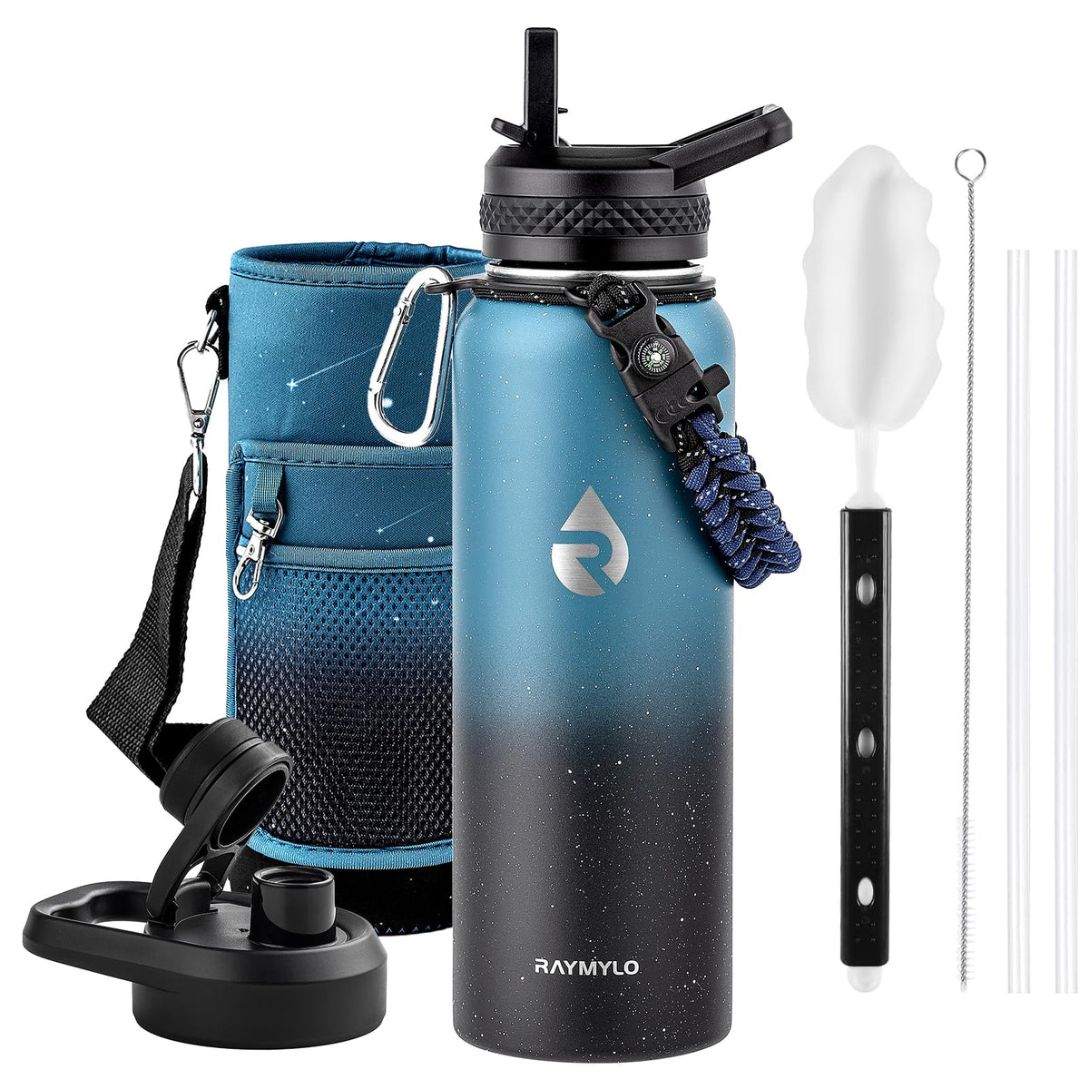 Insulated Water Bottle 40 oz (Starry Indigo Black Gradient / 40 Ounces)