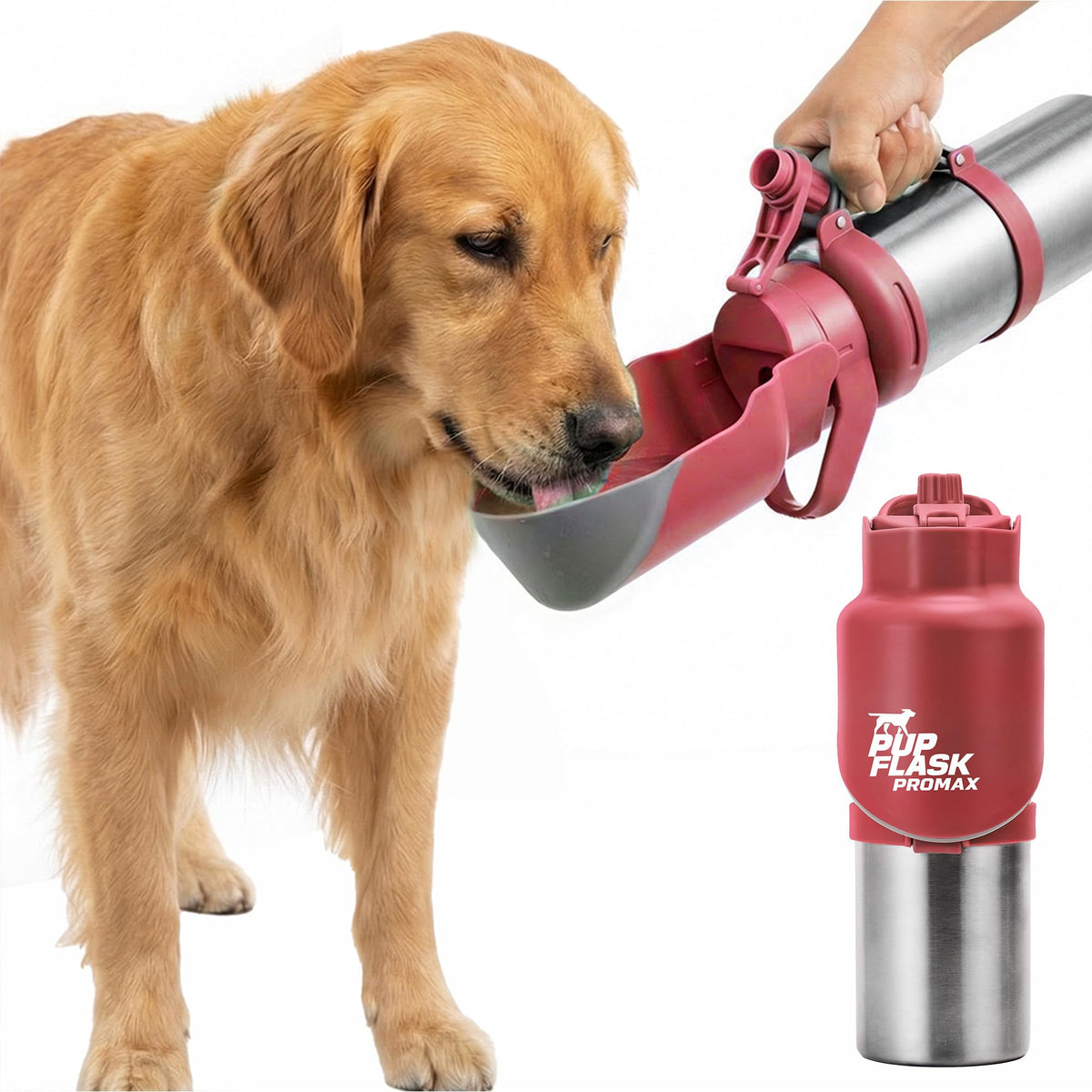 PupFlask Pro Portable Insulated Dog Water Bottle (Red / 50 Ounce)
