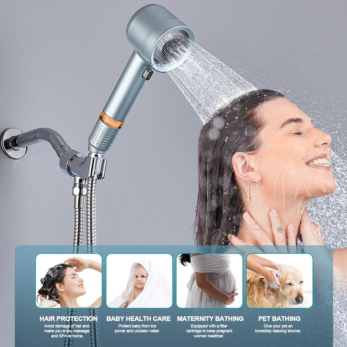 Shower Head with Handheld (Blue)