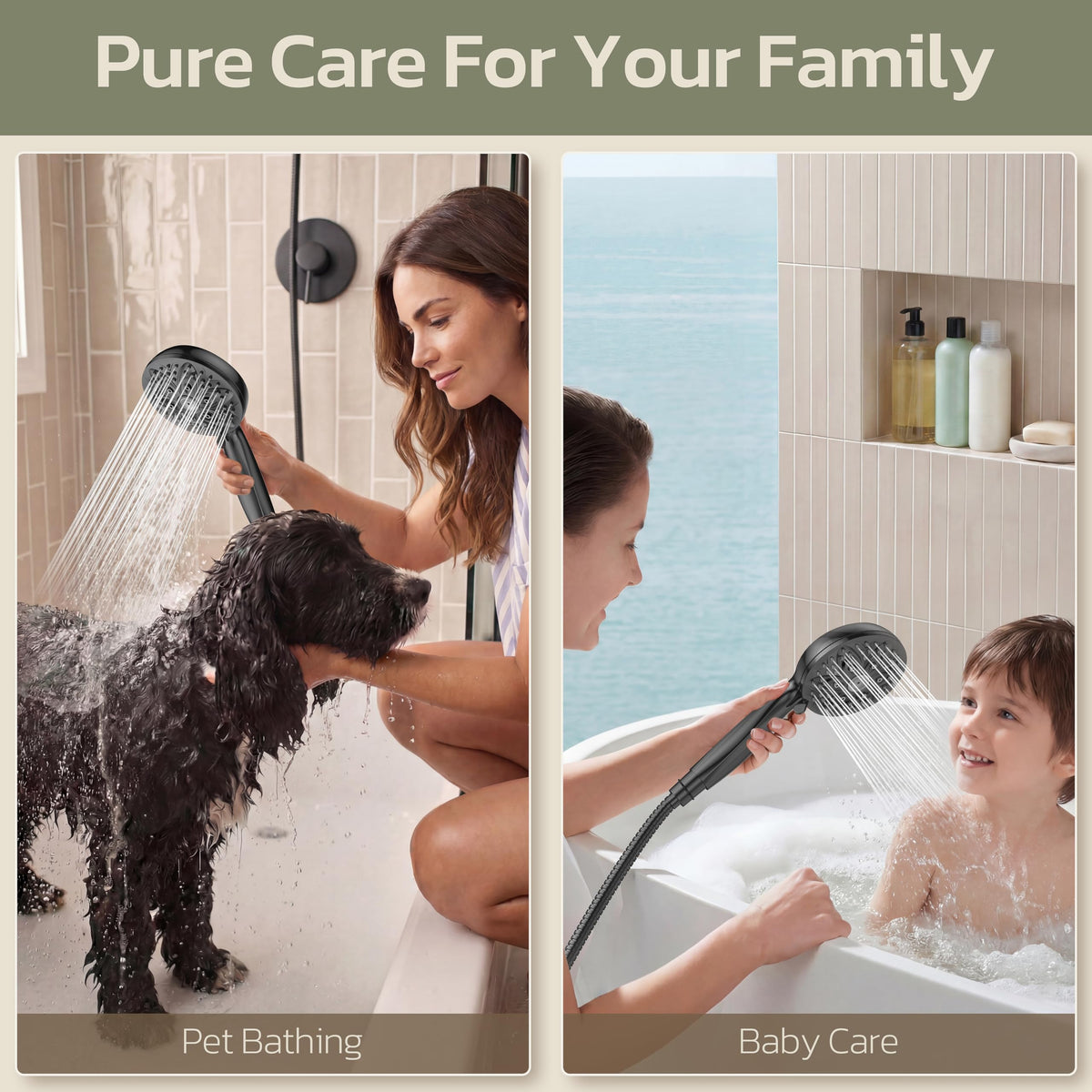 Shower Head with Handheld (6 Modes / Matte Black)