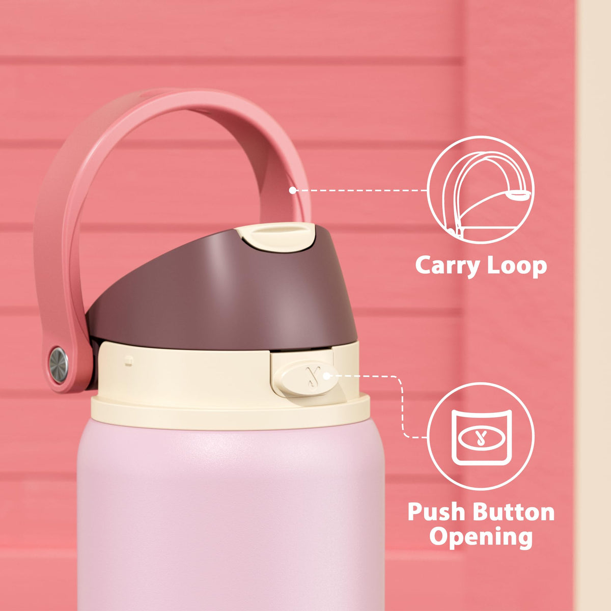 32 oz Insulated Stainless Steel Water Bottle for Sports (Angel Food Cake / 32 Ounces)