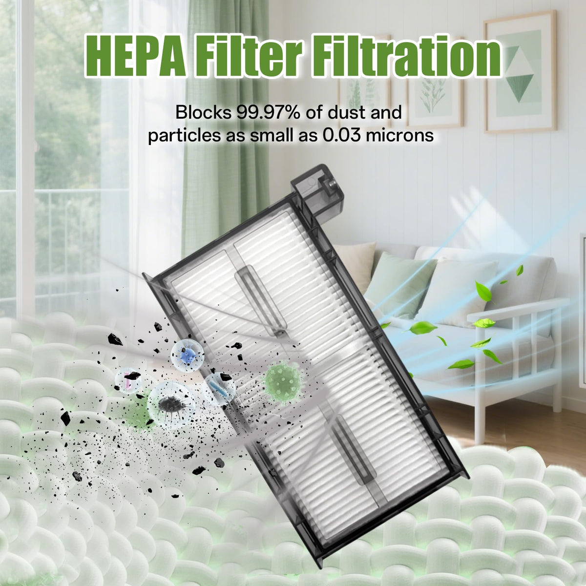 6 Pack Replacement Filters & 6 Side Brushes for eufy X8 Pro Robot Vacuum